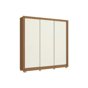 Guarda Roupa Casal 3 Portas de Correr e 2 Gavetas c/ Pés CB03M570 Flex Canela/Canela ou Off White - Kappesberg