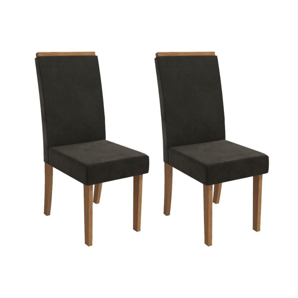 Cadeira Sala de Jantar Íris 2CAD142 Madeirado Kit 2 Un Canela/Suede Grafite - Kappesberg