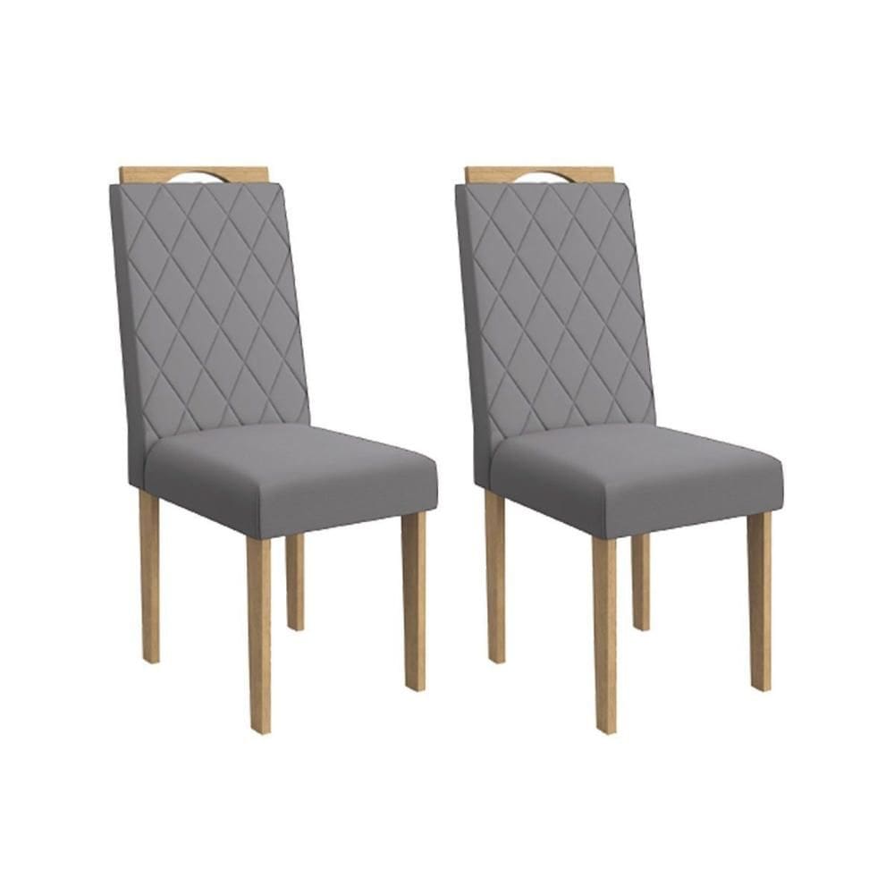 Cadeira Sala de Jantar Camélia 2CAD153 Madeirado Kit 2 Un Carvalho/Suede Cinza - Kappesberg