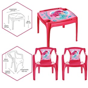 Kit Mesa E 2 Cadeira Infantil Atividades Educativa Rosa