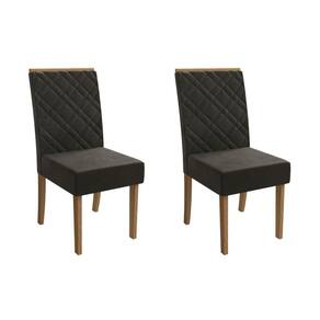 Cadeira Sala de Jantar Gardênia 2CAD149 Madeirado Kit 2 Un Canela/Suede Grafite - Kappesberg