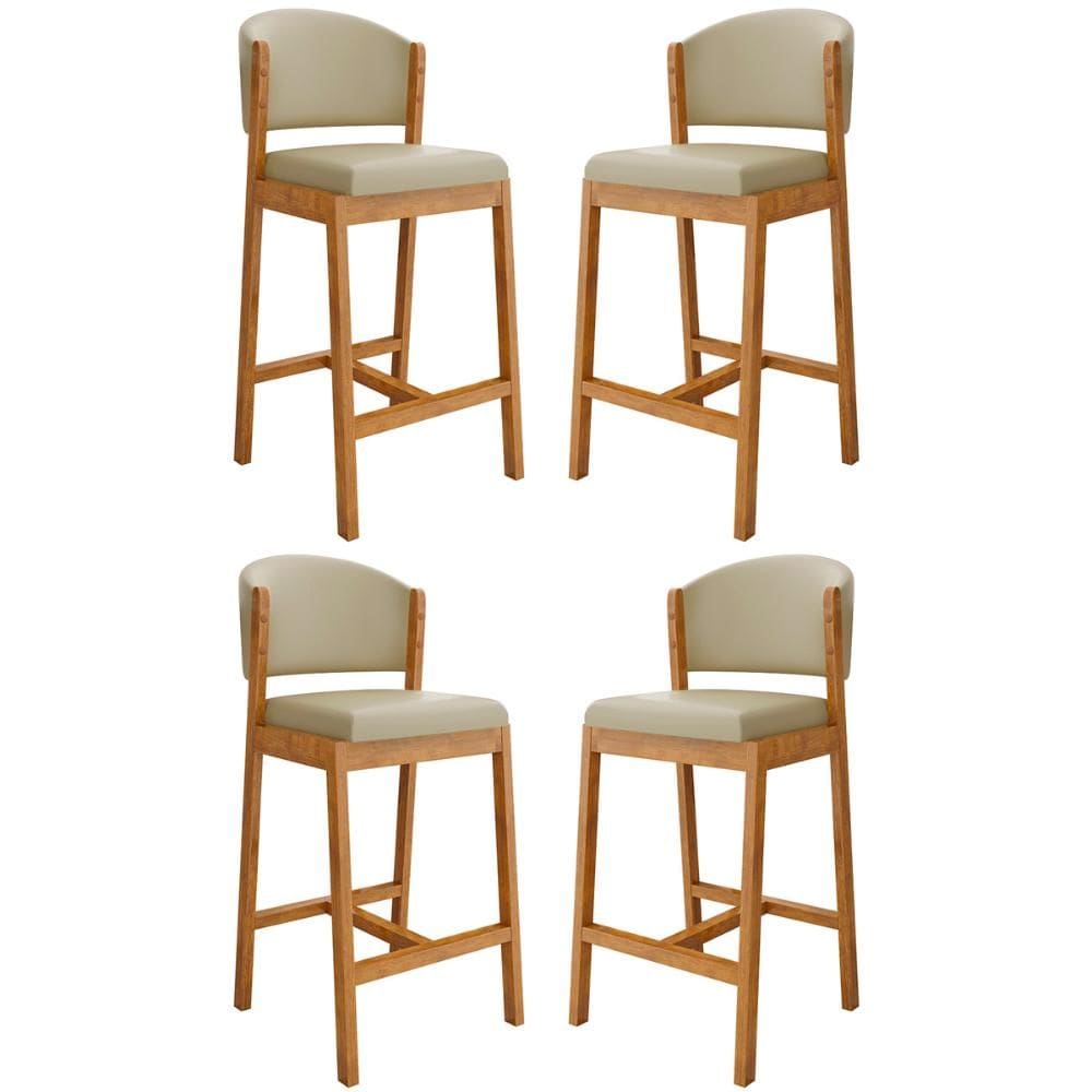 KIT 4 Banquetas Alta Estofada para Cozinha Courino - BalaquI