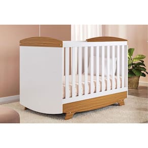 Berço Infantil Cris 3 em 1 Branco/Amendoa - Peroba