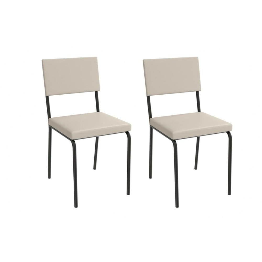 Cadeira Sala de Jantar Zaria 2C128PRF Aço Kit 2 Un Preto/ano Bege - Kappesberg