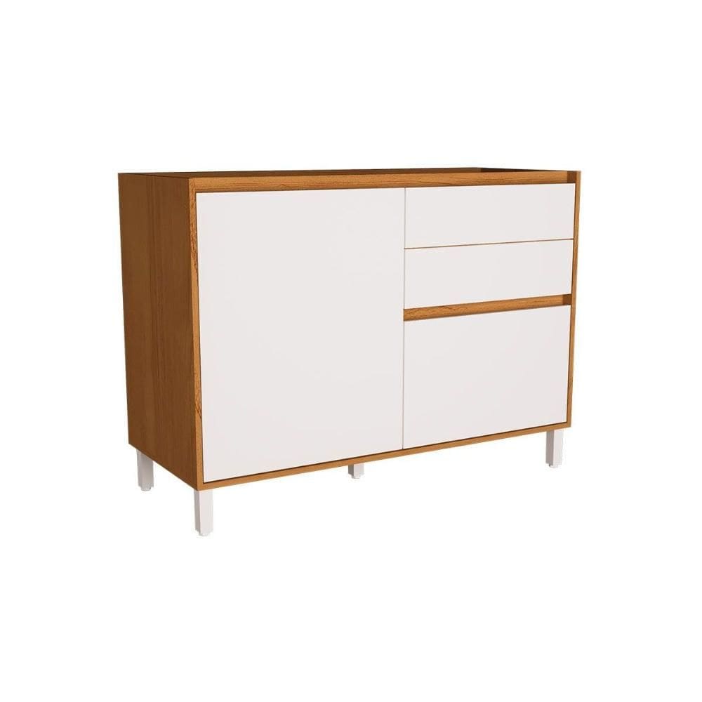 Balcão de Cozinha Denver PH 3110 c/ 1 Porta 1 Porta Tempero 2 Gavetas e Divisor de Talheres s/ Tampo 120cm Freijo Rocks/Branco - Herval