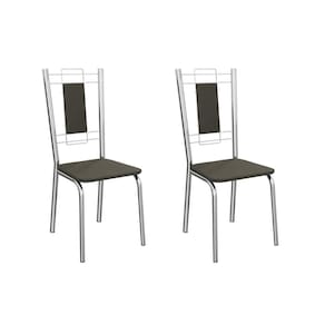Cadeira Sala de Jantar Florença 2C005CR Aço Kit 2 Un Cromado/Suede Escuro - Kappesberg