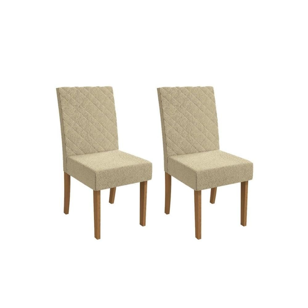 Cadeira Sala de Jantar Verbena 2CAD133 Madeirado Kit 2 Un Canela/Boucle Bege - Kappesberg