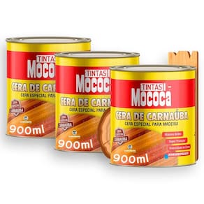 Kit 3 Cera Carnaúba Incolor Madeira Pasta 900ml Mococa
