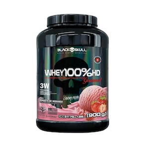 Whey 100 HD Gourmet Black Skull 900G Sabor Sorvete de Morango