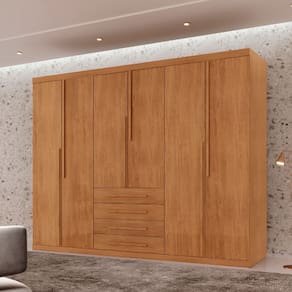 Guarda Roupa Casal Matteo 100 MDF 6 Portas e 4 Gavetas Moderna Mobília