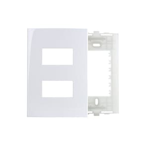Placa com Suporte MarGirius Sleek 4x2 para 2 Módulos Horizontais Distanciados Branca