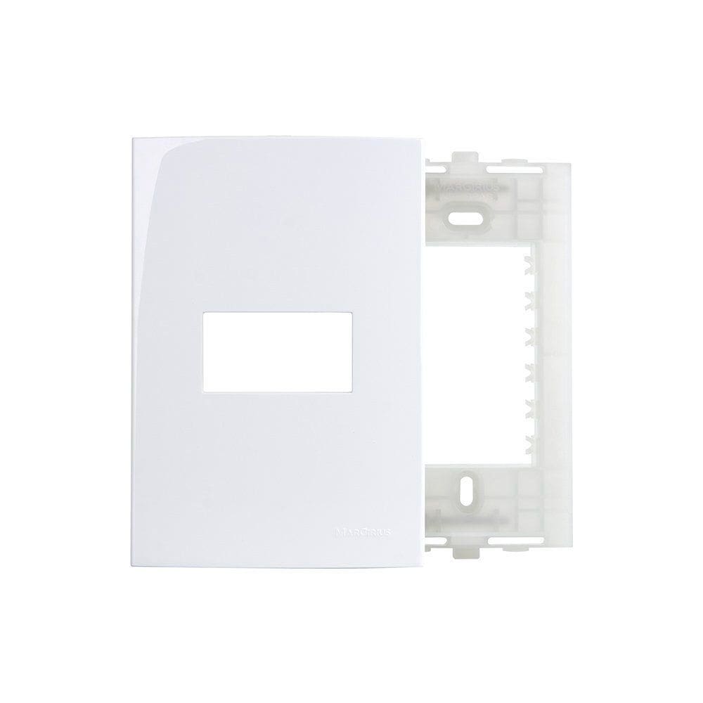 Placa com Suporte MarGirius Sleek 4x2 para 1 Módulo Horizontal Branca