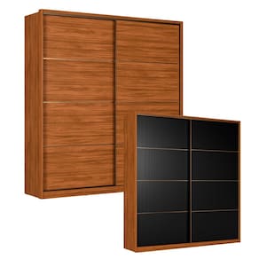 Guarda Roupa Casal Orlando 2 Portas Flex 217x230cm Sem Espelho-Nogueira-Preto Prime TX-EdeCasaMóveis