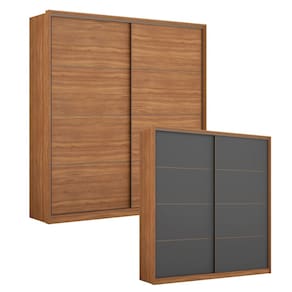 Guarda Roupa Casal Orlando 2 Portas Flex 217x230cm Sem Espelho-Amendola-Grafito-EdeCasaMóveis