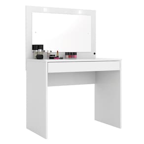 Penteadeira Camarim Luxo com Led e 1 Gaveta 91x133-Branca-EdeCasaMoveis