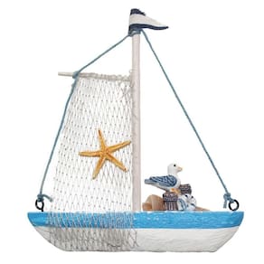 Miniatura Barco Navio De Madeira Veleiro Decoração Náutica – 14,5cm