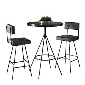 Mesa Bistrô Alta Detroit e 02 Banquetas Creveland Assento Quadrado Com Encosto - EdeCasaMóveis