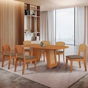 Mesa Carolina 180 Tampo MDF Canto Copo 6 Cadeiras Copper Premium Moderna Mobilia