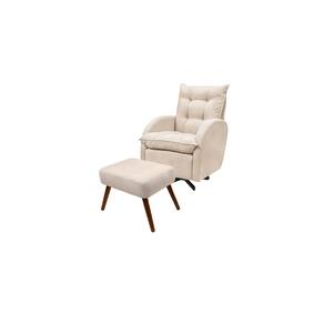 Poltrona Amamentação Balanço com Giro C/Puff Stella Suede Bege TC-S09 - Montanaris Decor