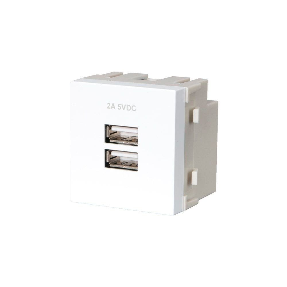 Módulo Tomada Duplo Carregador USB-A MarGirius Sleek 2A 10W Branco