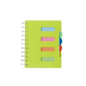 Caderno Pequeno Com Divisórias Espiral Anotações Pauta Verde