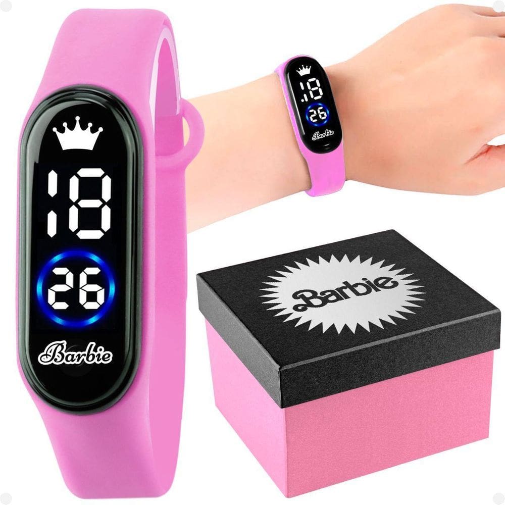 Relógio Digital Infantil Prova Dágua Barbie Rosa Qualidade