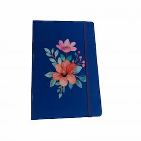 Caderneta Para Anotações Desenho Organização 13,5x20,5cm Estampas Modelo Floral Fundo Azul