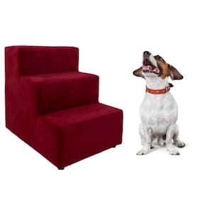 Escada Escadinha Pet Cachorro 3 Degraus Rampa Suede Dog Cor:vermelho