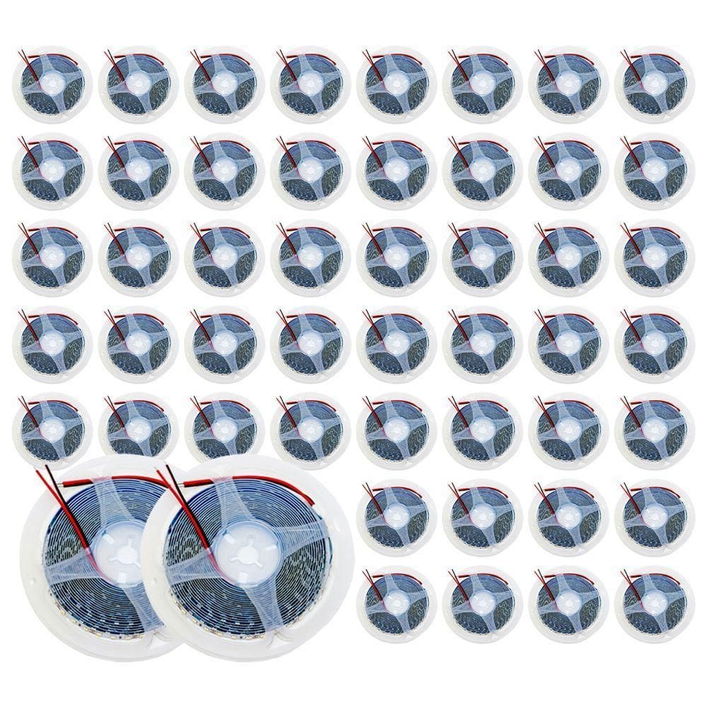 Kit 50 Rolos Fita Led 2835 5m 120 Leds-m 12v Ip20 10w 3000k