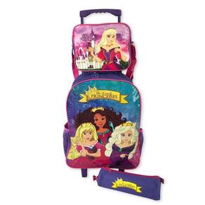 Kit Mochila, Estojo E Lancheira De Princesas Rosa Ou Roxa Cor:roxa
