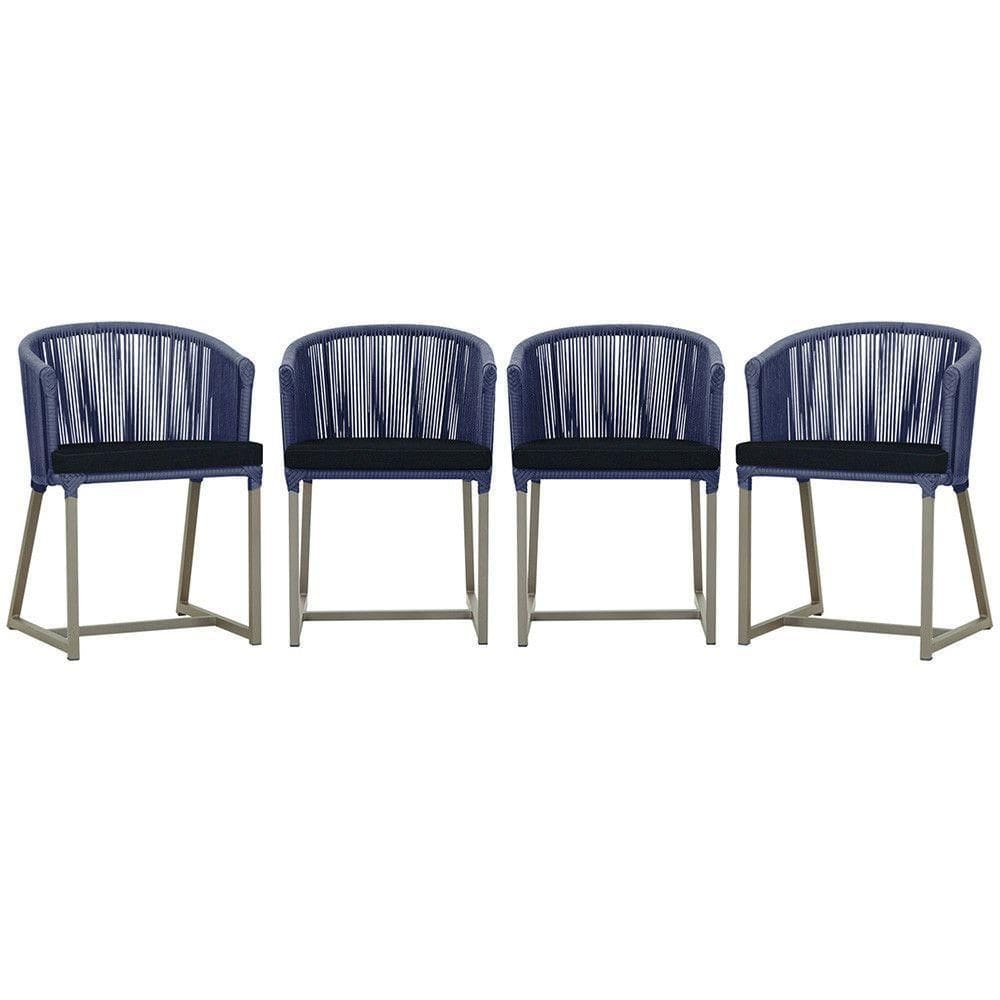 4 Cadeiras De Jantar Noronha Fendi Corda Náutica E12 Trama Azul