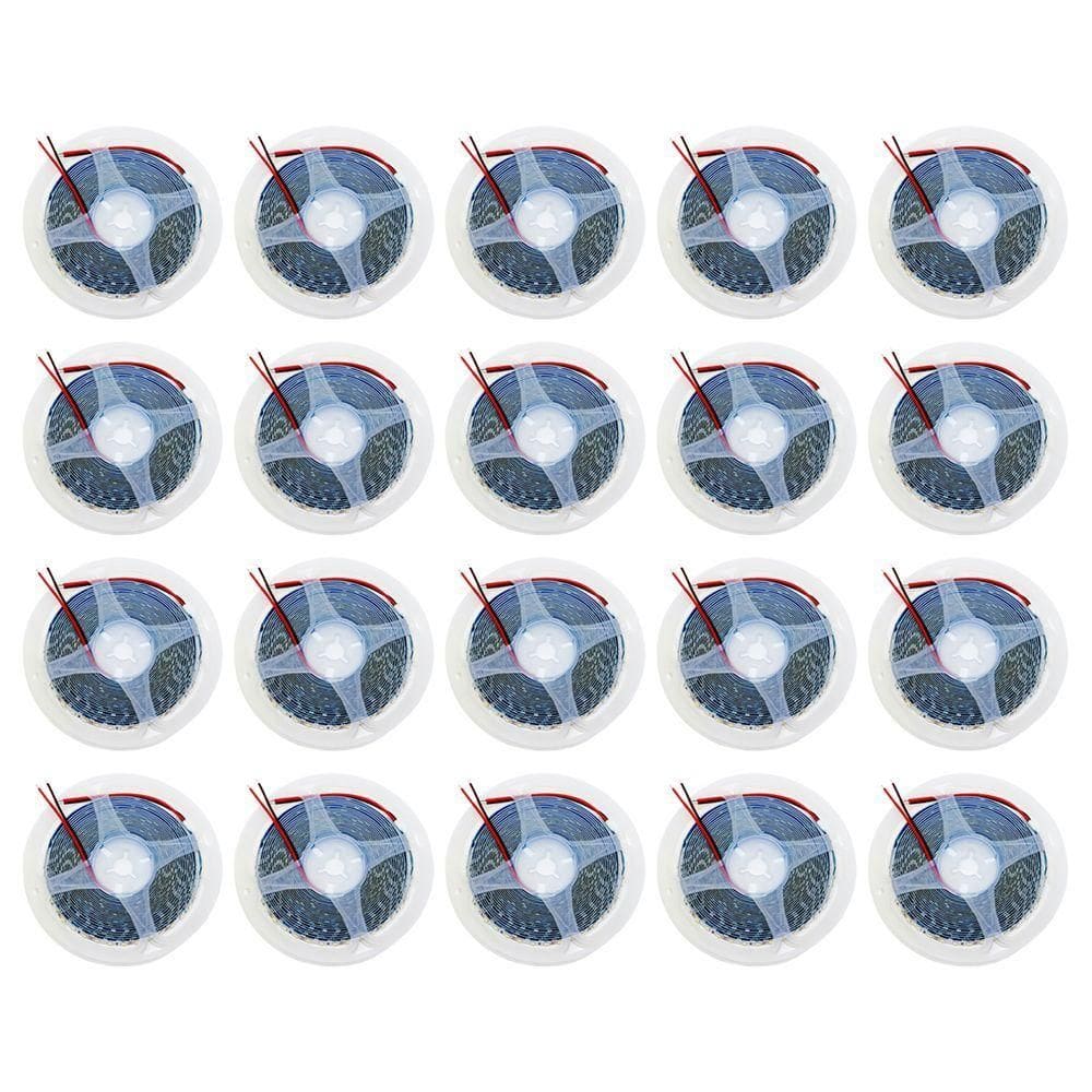 Kit 20 Rolos Fita Led 2835 5m 120 Leds-m 12v Ip20 10w 3000k