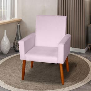 Poltrona Decorativa Mel Suede Rosa Claro Sky Mobile