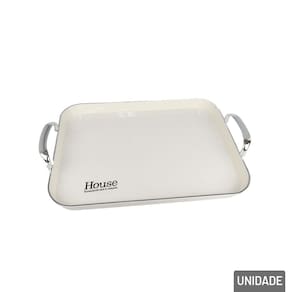 Bandeja de Plástico 46,5x30cm Retangular com Alças - Tudo em Caixa