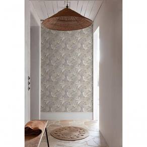 Papel De Parede Belize Folhagem Cinza E Bege Ph3004