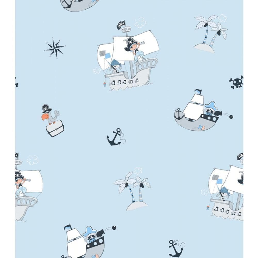 Papel De Parede Treboli Azul Piratas 5833 - Rolo 10m X 0,53m