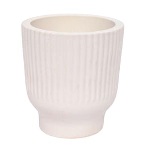 Vaso Decorativo Garrafa Invertida Listras 9,5cm Cimento Artesanal Branco
