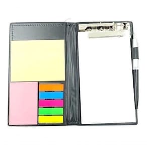 Kit 15 Bloco De Anotação Couro Sintético Com Mini Lembretes