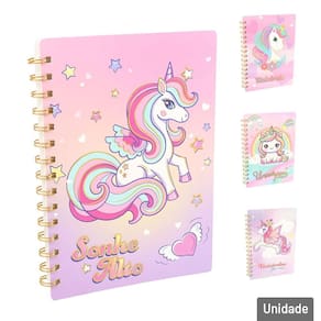 Caderno Espiral 58FL Design de Unicórnio - Tudo em Caixa