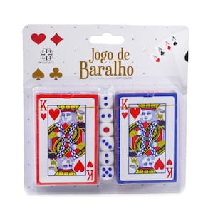 Baralho de Papel 108 Cartas Duplo com 6 Dados - Tudo em Caixa