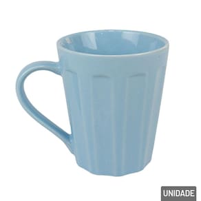 Caneca de Porcelana 250ml Azul Canelada - Tudo em Caixa