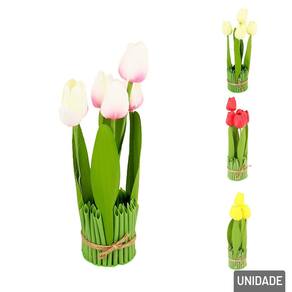 Vaso Decorativo de Plástico 28cm com Flores Color - Tudo em Caixa