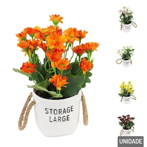 Vaso Decorativo de Plástico 25cm com Flores Colors - Tudo em Caixa