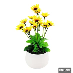 Vaso Decorativo de Plástico 27cm com Girassóis - Tudo em Caixa