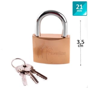 Cadeado 21mm com 2 Chaves Bronze - Tudo em Caixa