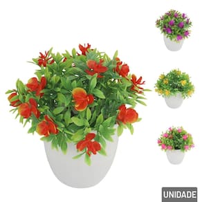 Vaso Decorativo de Plástico 17cm com Planta Color - Tudo em Caixa