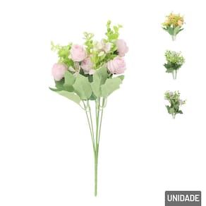 Buquê de Flores 36cm Artificial Rosas Color - Tudo em Caixa