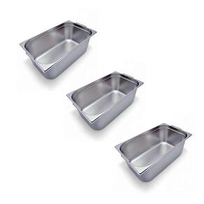 Kit 3 Cubas Gastronômica Inox Gn 1/1 150Mm Com Alça Prateada
