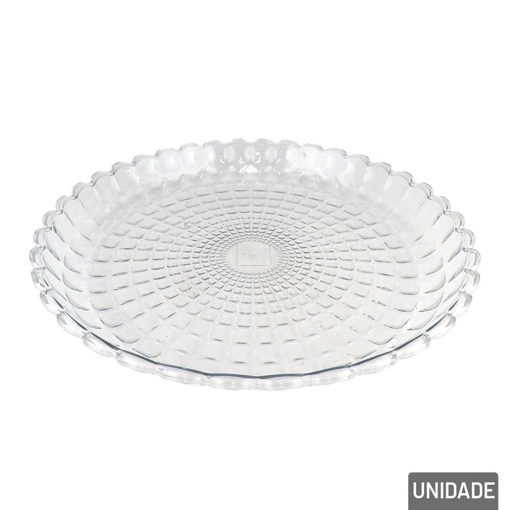 Bandeja de Plástico 38cm Redonda Texturada - Tudo em Caixa