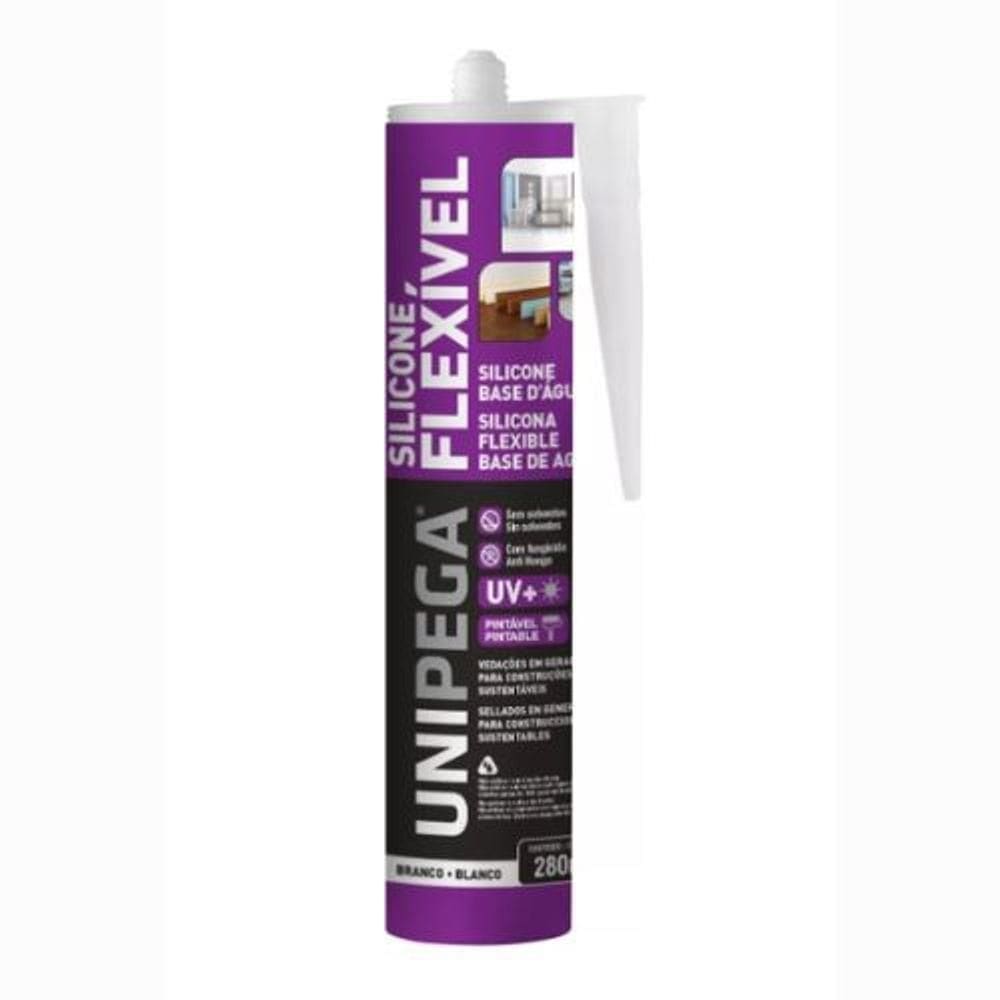 Silicone Flexível Base D\`água Branco 280ml Unipega